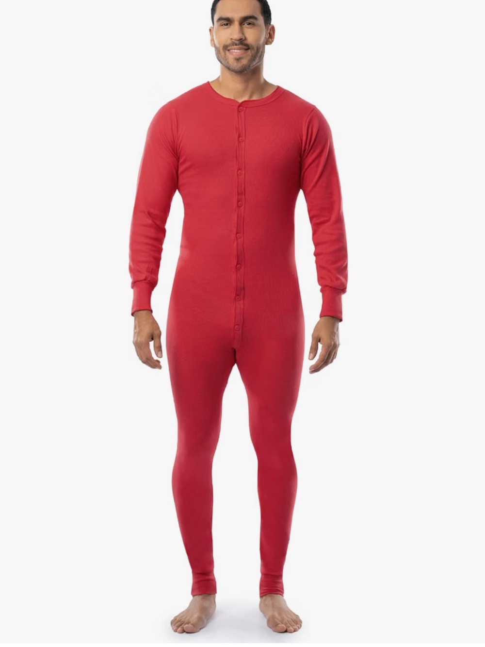 Indera classic red rib-knit cotton union suit comfortable one-piece suit medium
